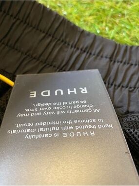Rhude Black Elastic Drawstring Shorts with White Tag